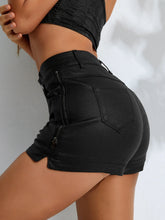 Apperloth A High Waist Zipper Side PU Leather Shorts